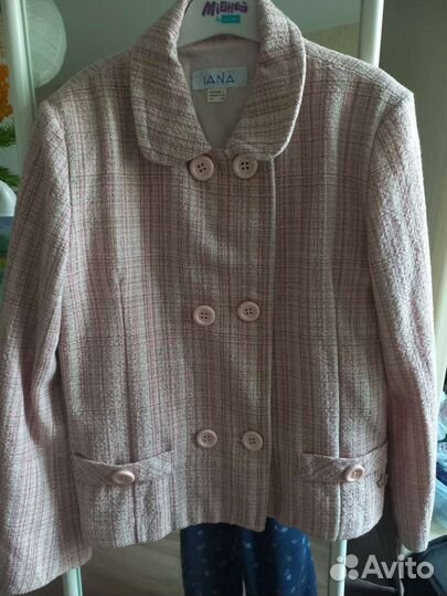 Жакет розовый бежевый твид