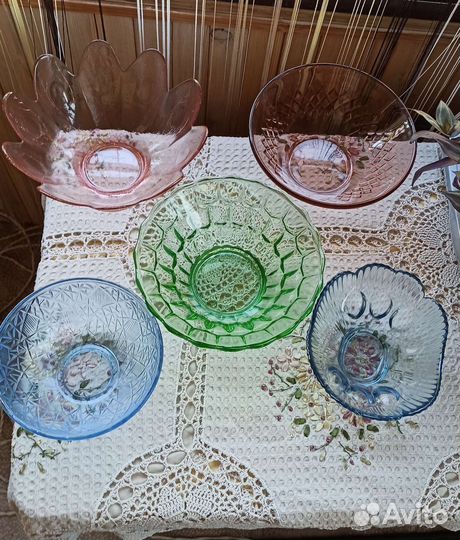Посуда из цветного стекла СССР