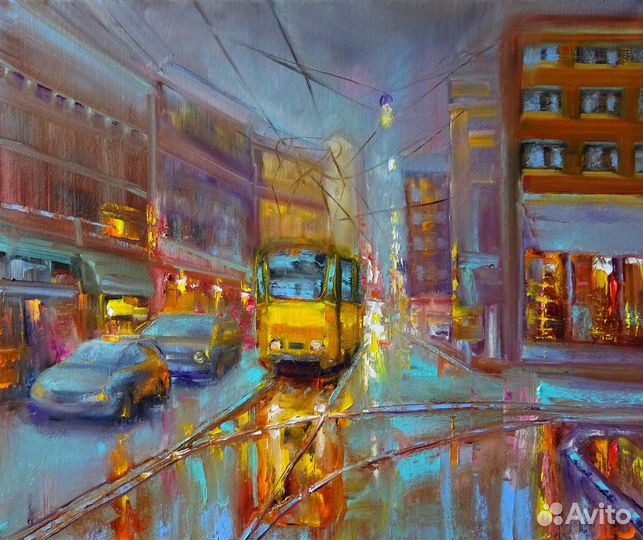 Картина маслом авторская городской пейзаж