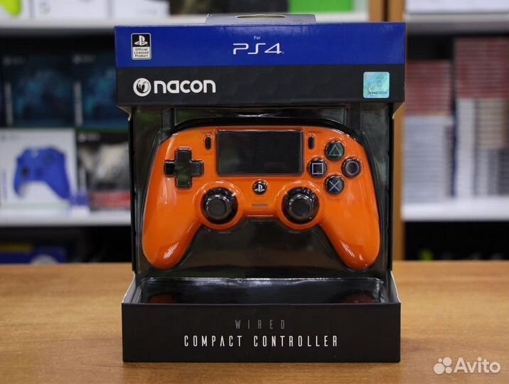 Геймпад проводной Nacon Compact PS4/PC оранжевый