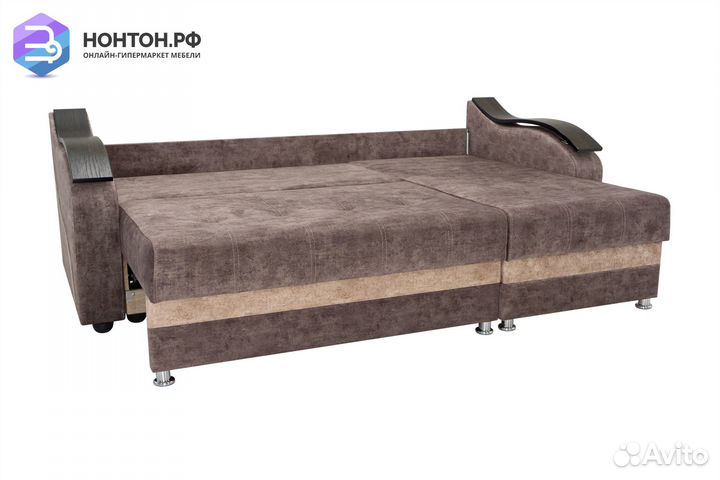 Диван угловой тик-так Милан коричневый / бежевый