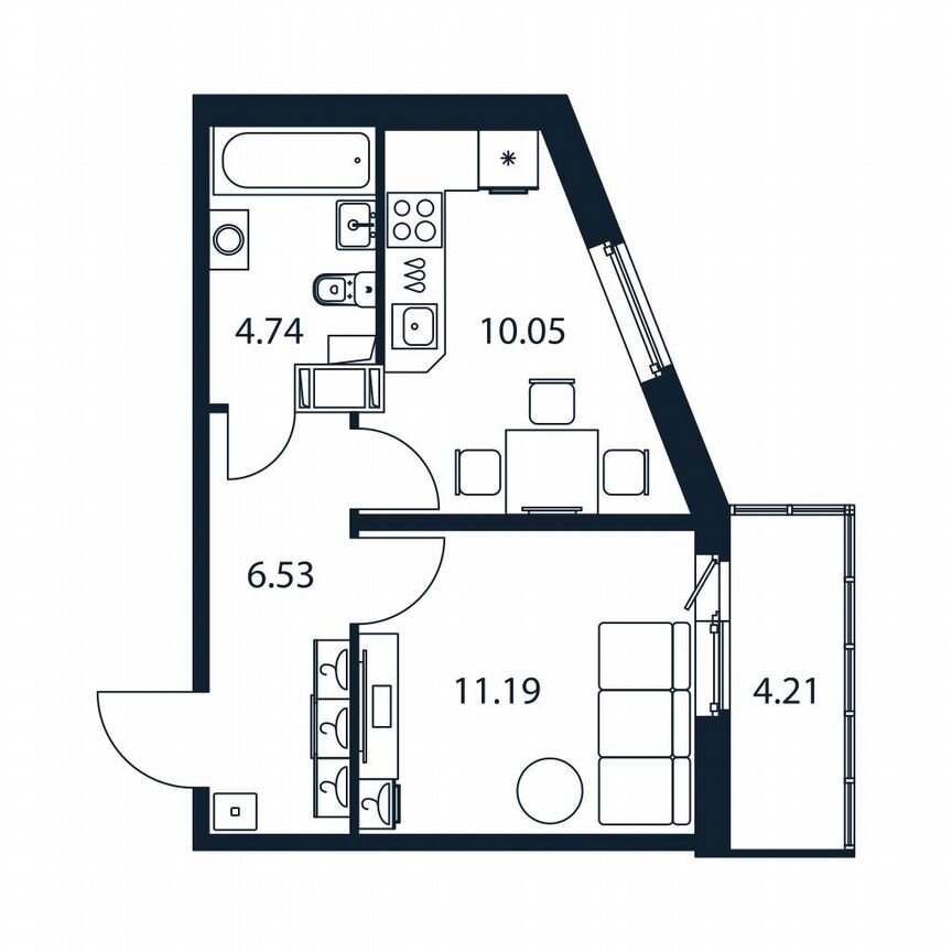 1-к. квартира, 33,8 м², 4/12 эт.