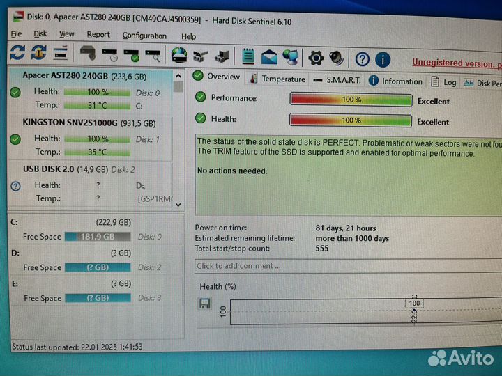 SSD M.2 Apacer AST280 на 240GB