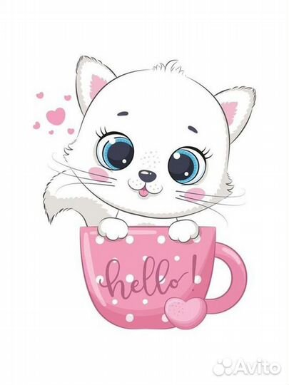 Картина по номерам котик в чашке