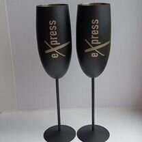 Новые бокалы для шампанского метал черные 2 шт