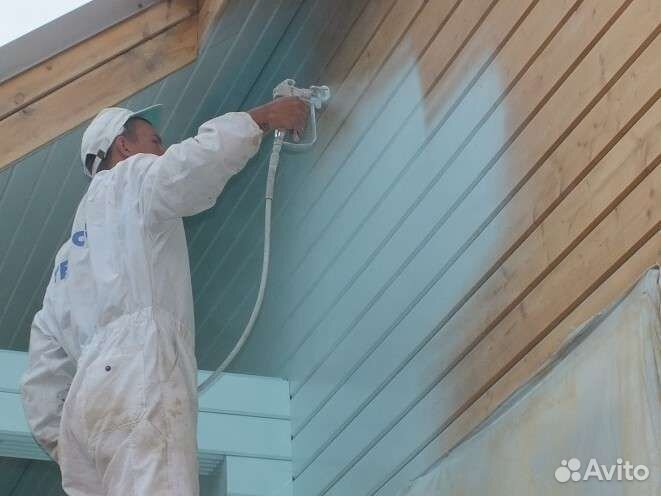 Безвоздушная покраска потолка, стен, фасада