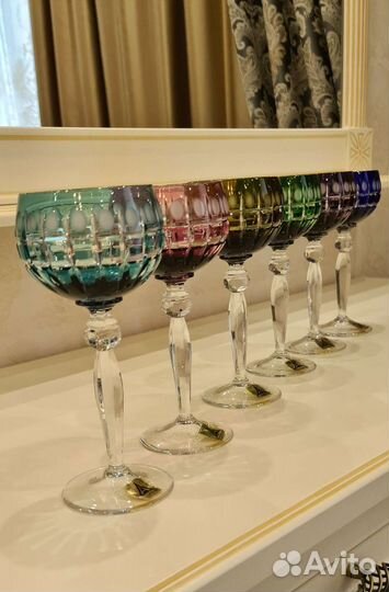 Фужеры хрустальные цветные Германия