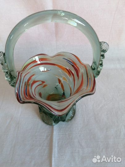 Ваза конфетница цветное стекло СССР