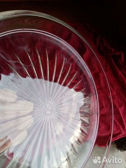 Поднос, блюдо стеклянное плоское советское