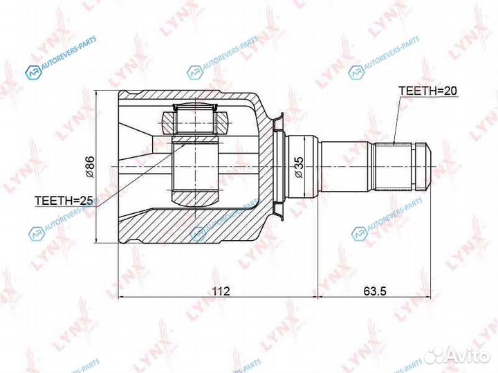 CI-3726 шрус внутренний перед правлев
