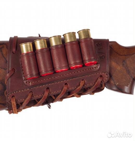 Патронташ на приклад 5 патронов кожа 12к