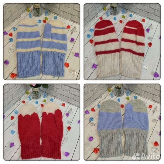 Варежки вязаные ручной работы