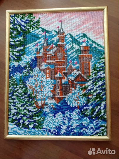 Картина вышивка бисером замок Нойшванштайн 35*28