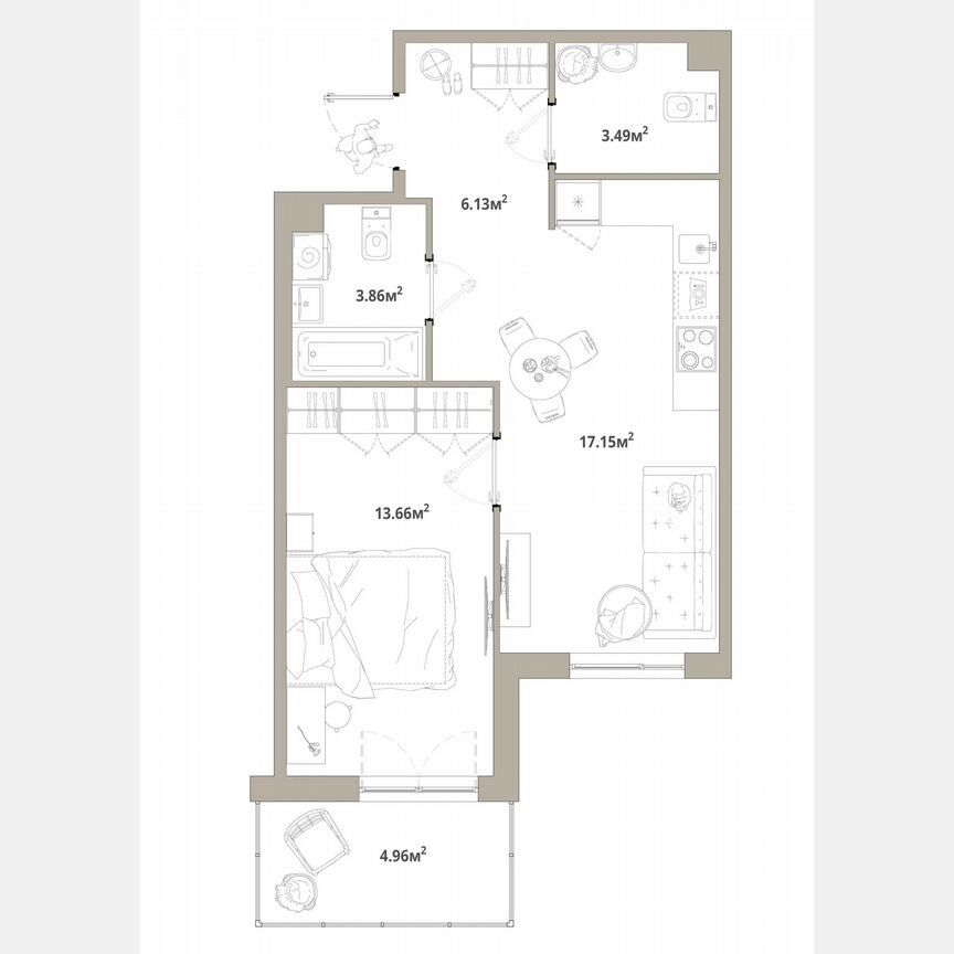 1-к. квартира, 45,8 м², 8/12 эт.