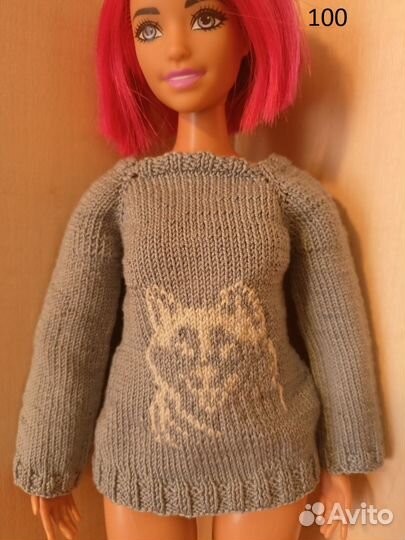 Вязаная одежда для куклы Барби
