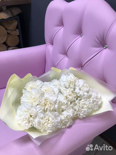 Доставка 46-10-00. Букет из 15 белых диантусов