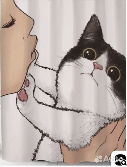 Штора для ванны кот на руках новая