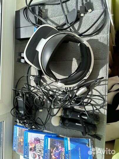 Ps4 шлем очки vr, мувы 2 шт игры