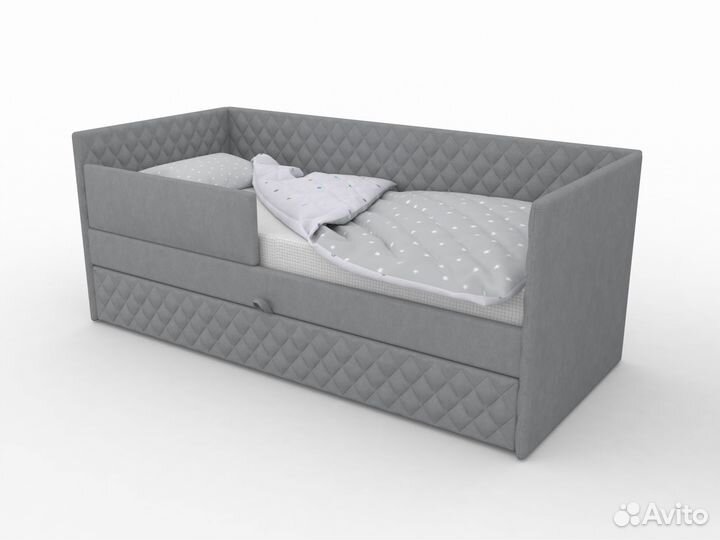 Кровать с мягкими стенками и ящиком Роби