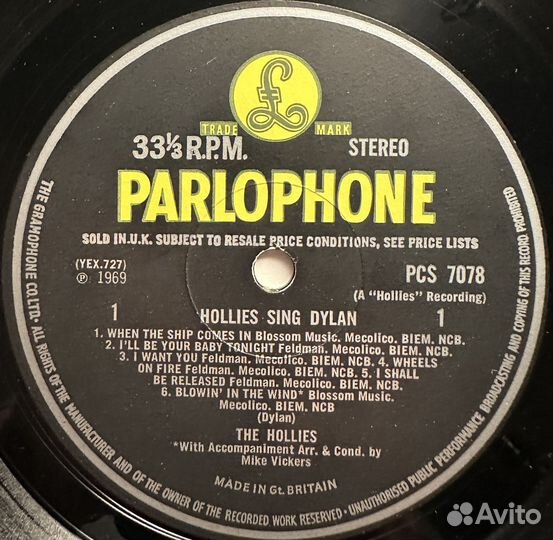 The Hollies – Hollies Sing Dylan (Англия 1969г.)