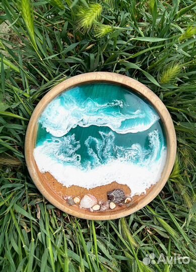 Поднос деревянный круглый