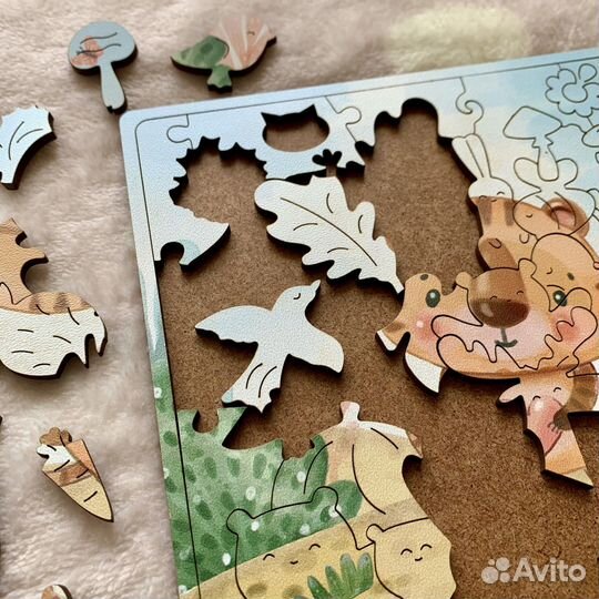 Детский деревянный пазл Мишка