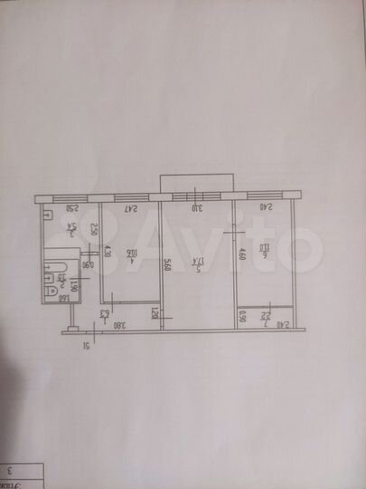 3-к. квартира, 58 м², 3/5 эт.