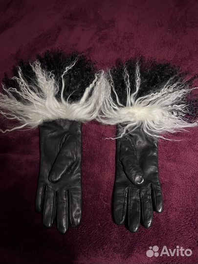 Перчатки натуральная кожа мех ламы