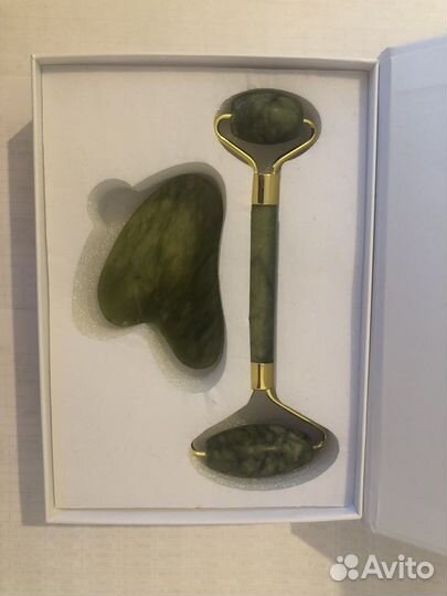 Роллер и скребок гуаша нефрит новый