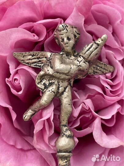 Ракушка икорница с ангелом винтаж