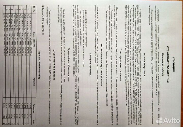 Стеклопакет без рамы