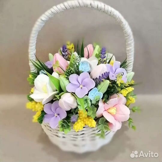 Мыльные цветы в корзиночке
