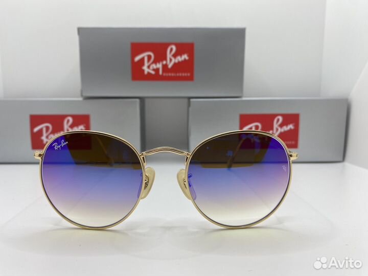 Очки Ray ban round metal круглые 3447 синие стекло