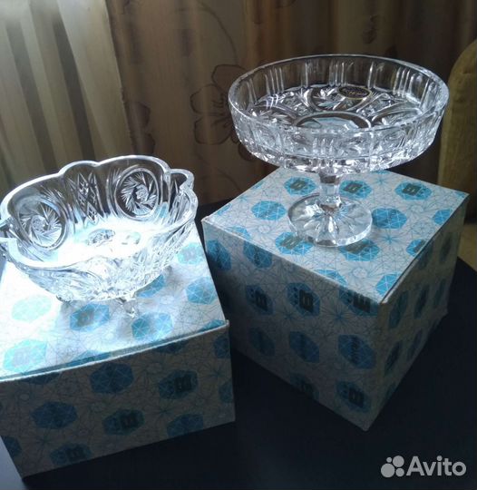 Ваза конфетница из богемского стекла, Чехословакия