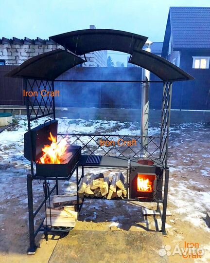 Мангал с печкой под казан