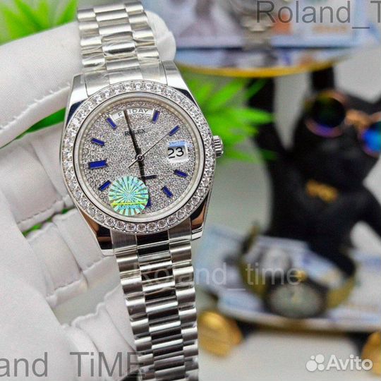 Механические мужские часы Rolex Day-Date swarovski