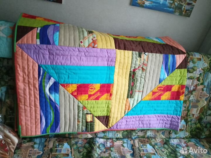 Одеяло-покрывало-плед в стиле пэчворк