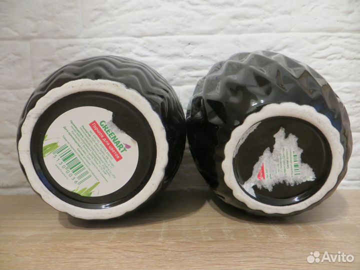 Горшки для цветов 3шт и декор(всё новое,керамика)