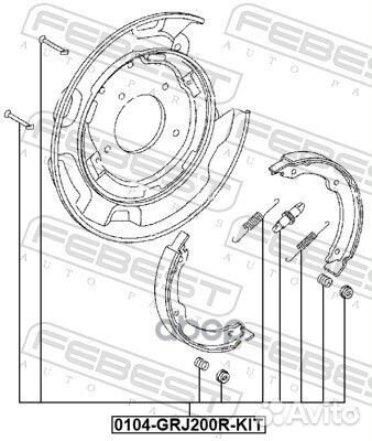 Монтажный комплект барабанных колодок toyota land