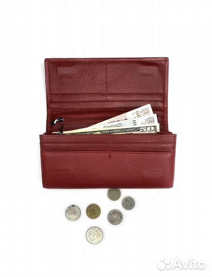 Кошелёк женский, натуральная кожа, бордовый