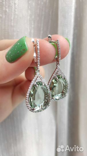 Серебряные серьги с кварцем