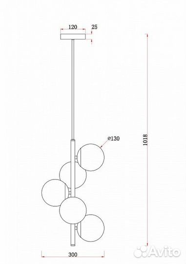 Люстра на штанге Freya Zing FR5199PL-05BS1