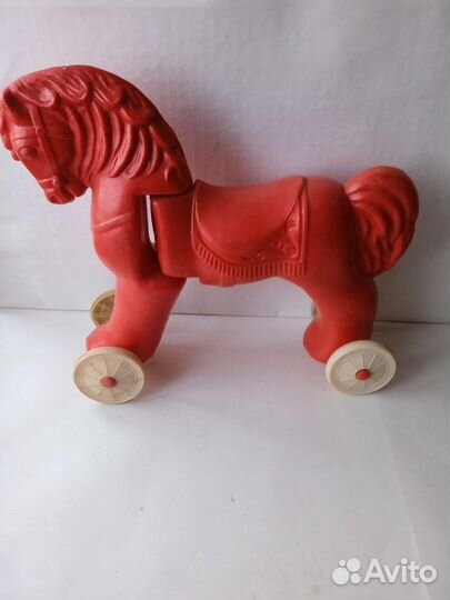 Игрушка Конь огонь каталка детская СССР