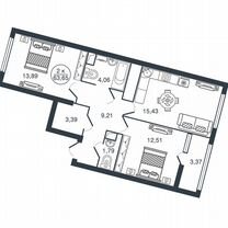 2-к. квартира, 63,7 м², 14/15 эт.