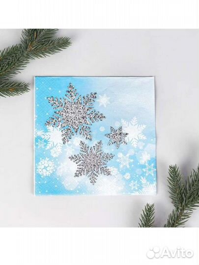 Салфетки бумажные «Снежинки»,33х33 см,набор 12 шт
