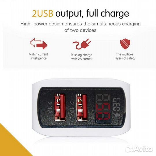 Зарядное+вольт/амперметр OT-APU45 (5В, 3.1A)