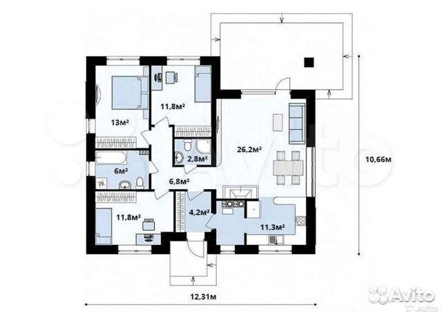 Готовый проект одноэтажного дома Z273 баня