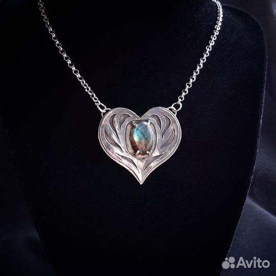 Кулон сердечко с лабрадором