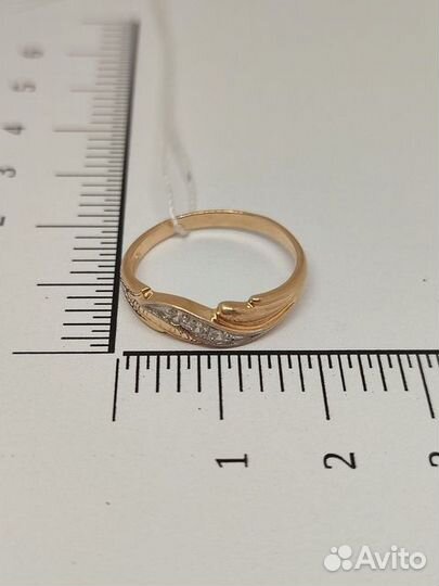 Золотое кольцо с фианитом 17,5р