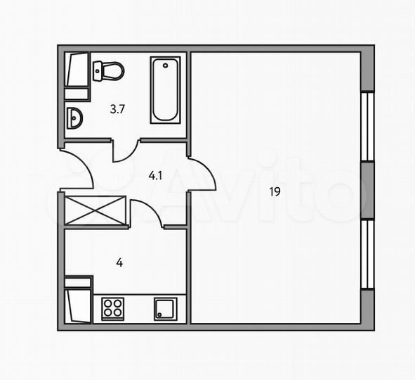 1-к. квартира, 30,8 м², 3/15 эт.
